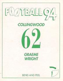 1994 Select AFL Stickers #62 Graeme Wright Back